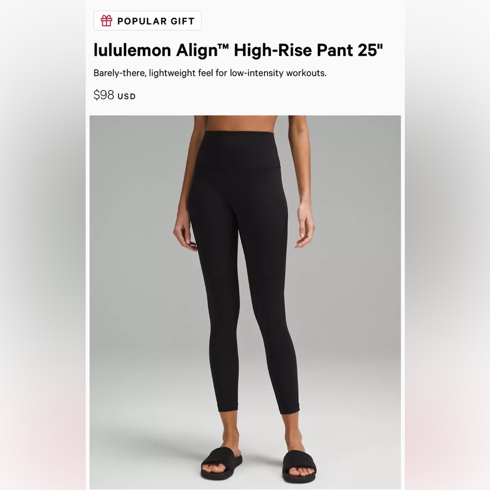 lululemon Align HR Pant 25” Blk 8 NWT